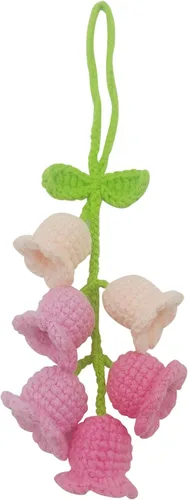 Adorno colgante para espejo retrovisor de automóvil, cesta de flores de ganchillo, accesorios para plantas, adorno de automóvil tejido hecho a mano,