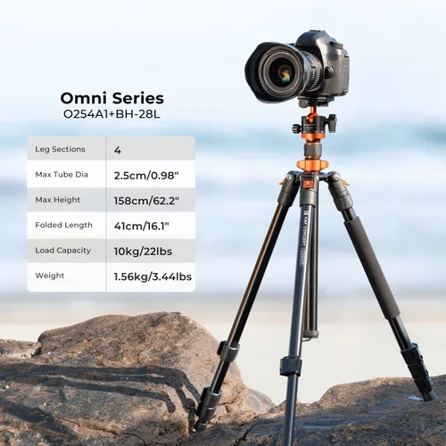 Vista 2 de K&F Concept Trípode de cámara DSLR de 62 pulgadas, trípode monopie desmontable de aluminio ligero y compacto con cabezal de bola panorámica de 360