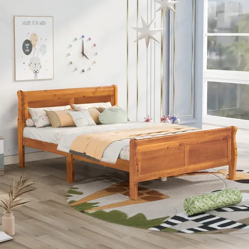Vista 40 de Harper & Bright Designs Base de cama de tamaño matrimonial con cabecero, plataforma de madera, cama de tamaño matrimonial con juego de listones