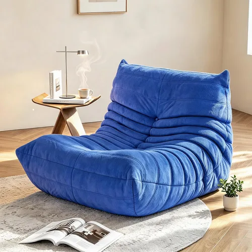 Vista 13 de YVDNHP Puf de espuma viscoelástica, sofá Fireside Togo con almohada, color Ceniza
