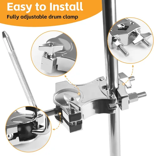 Vista 5 de Abrazadera L-Rod para Cencerros, Abrazaderas de Címbolo de Aleación de Zinc para Montajes de Tambores, Soporte de Montaje para Percusión