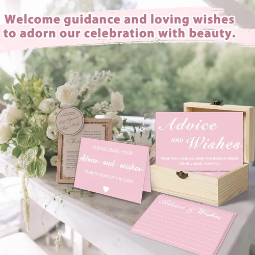 Vista 3 de Consejo y deseos para el señor y la señora, caja de 51 tarjetas de consejos de boda para decoraciones de despedida de soltera, juegos de despedida