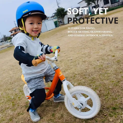 Vista 2 de Rodilleras y coderas para niños de estilo suave con guantes de bicicleta, equipo flexible resistente a los impactos para edades de 2 a 11 años