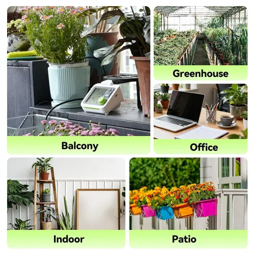 Vista 8 de RAINPOINT Regadera automática de gran pantalla para plantas de maceta, modo de ciclo y remojo para vacaciones, sistema de riego por goteo, kit