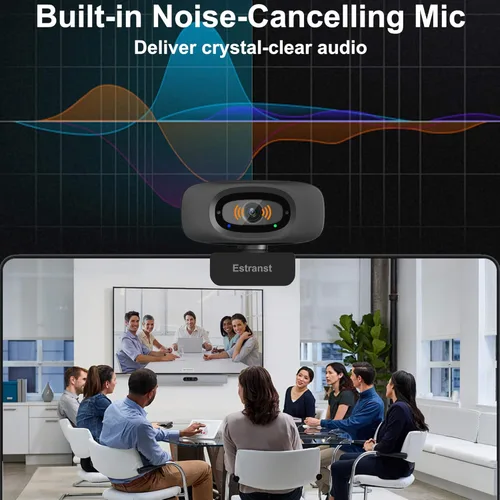 Vista 3 de Cámara web 2K Quad HD con cubierta de privacidad y micrófono con cancelación de ruido y adaptador USB C, cámara de transmisión web de video para PC