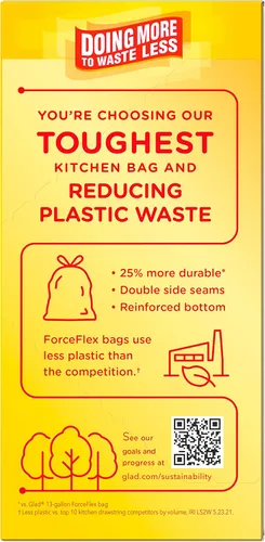 Vista 10 de Glad ForceFlex MaxStrength Bolsas de basura altas para cocina, 13 galones, flor de cerezo, 34 unidades (el paquete puede variar)