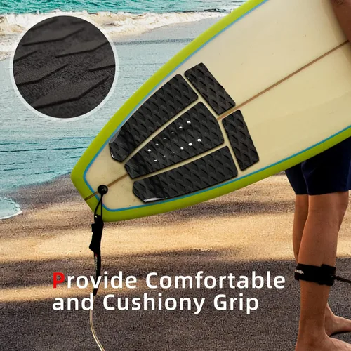 Vista 3 de Abahub 3 almohadillas de tracción de EVA para tabla de surf con patín para patinetas, tablas de surf, funboard, tabla de pescado, Naranja