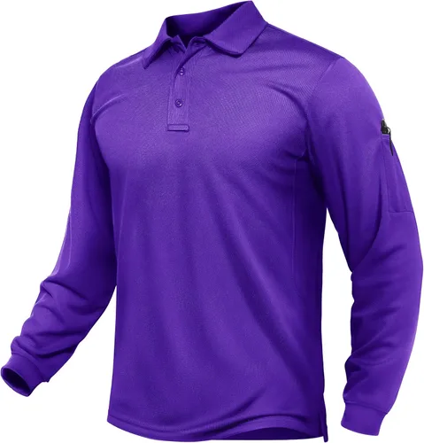 Vista 23 de TACVASEN - Camisas polo de manga larga para hombre de secado rápido, tácticas, para golf, con cuello, ligeras, transpirables, que absorben