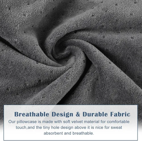 Vista 3 de Remerry 2 fundas de almohada cervical de terciopelo de 16 x 6 pulgadas con cremallera, solo fundas de almohada de cuello redondo, fundas de almohada