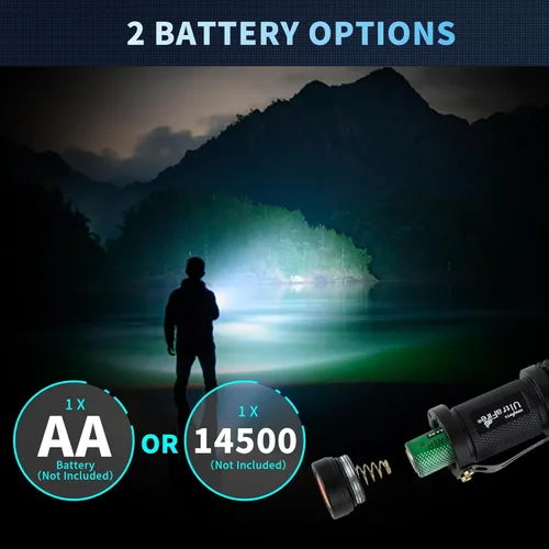 Vista 5 de ULTRAFIRE 5 Pack SK68 Tactical and Small Flashlights,7w 3-Mode Pocket Torch Adjustable Focus Zoom Light Lamp