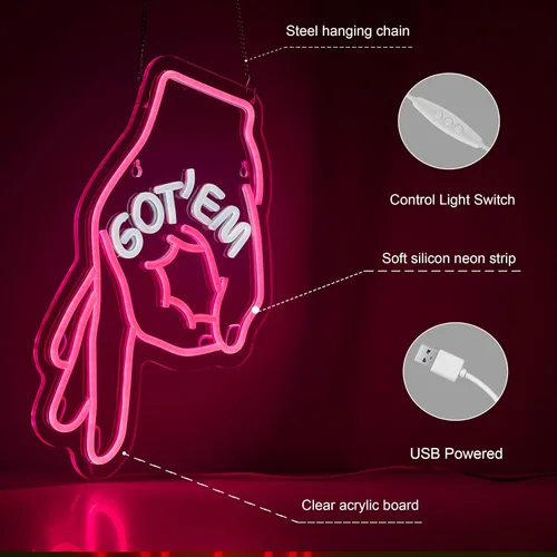 Vista 5 de ZODZ Gig EM Aggies Texas - Letrero de neón para decoración de pared, Gig EM Texas con luz LED de neón regulable (rosa y blanco)