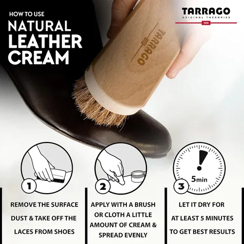 Vista 5 de Tarrago Crema de cuero natural – Tarro de 1.7 fl oz – Nutritiva, impermeabilizante y limpiadora para piel suave y aceitada Fórmula transpirable