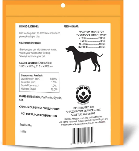 Vista 2 de Amazon Brand - Solimo Golosinas de Pollo Deshidratado para Perros, 2 libras (El Empaque Puede Variar)