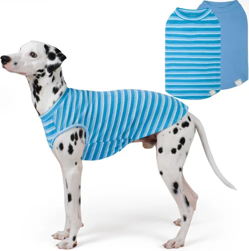 Vista 16 de KYEESE Paquete de 2 camisas para perro con punto gofre, camisetas ligeras sin mangas para perros pequeños, niños y niñas, chaleco transpirable