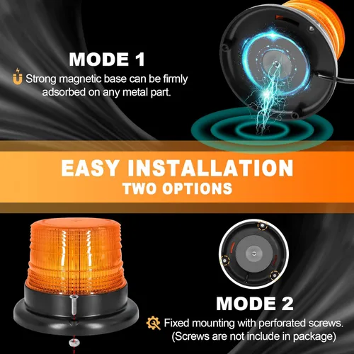 Vista 3 de Dinfu Luz estroboscópica LED, luces de advertencia ámbar, luz intermitente de emergencia con imán para vehículo, carretilla elevadora, tractor