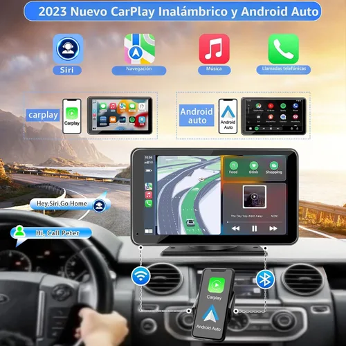 Vista 2 de PASLDA Pantalla inalámbrica portátil Apple CarPlay y Android Auto para automóvil, pantalla táctil HD de 7 pulgadas con enlace de espejo, Bluetooth