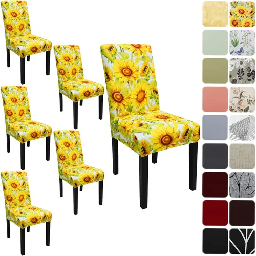 Vista 77 de Fundas para sillas de comedor, juego de 2 fundas, con patrón elástico Parsons, de elastano, extraíbles y lavables, protector para sillas de cocina