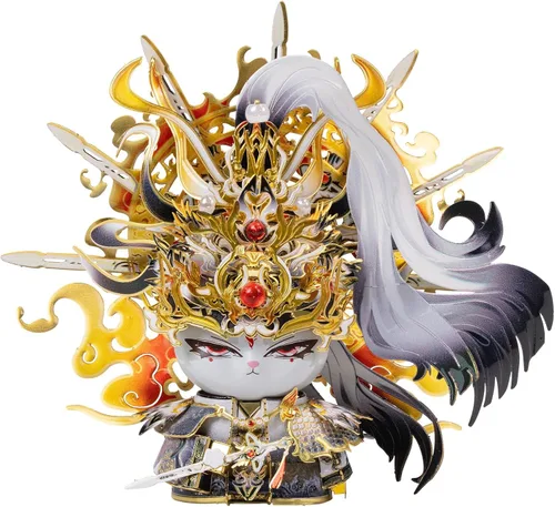 Vista 15 de MU Rompecabezas de metal 3D para adultos, figura de Alicia, gato de dibujos animados, kits de modelo de palacio de elfos, edificio en miniatura