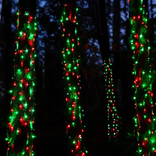 Vista 3 de TW SHINE Mini cadena de luces de Navidad, 20 pies, 100 unidades, incandescentes, mini luces de árbol de Navidad, impermeables, para exteriores, Rojo