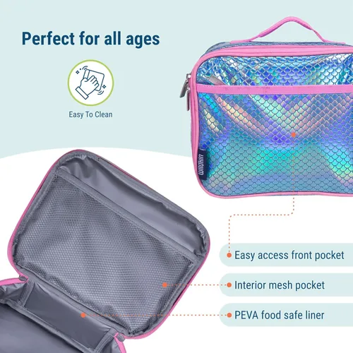 Vista 6 de Wildkin Paquete de mochila para niños de 15 pulgadas con bolsa de almuerzo (escamas de sirena)