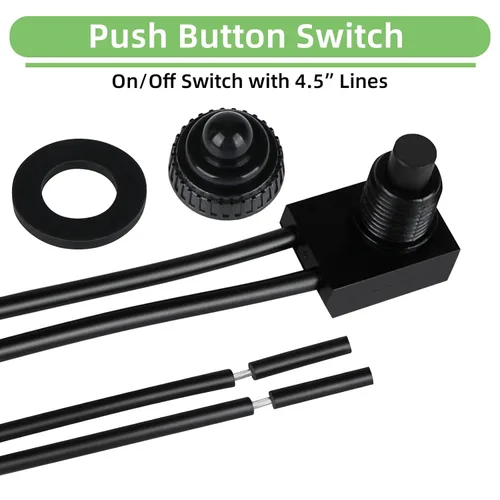 Vista 3 de Paquete de 2 interruptores de botón impermeables IP67, 12V CC 3A Negro