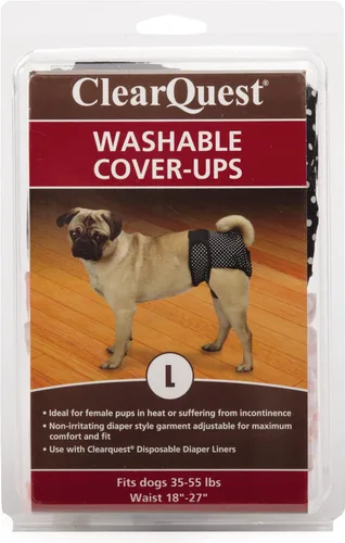 Vista 4 de ClearQuest Pañales para perros que protegen la humedad y las manchas, paquete de 2 Negro/Rosa