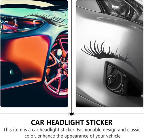 Vista 8 de 2 pares de pestañas de coche para faros delanteros de cejas, calcomanías para faros delanteros