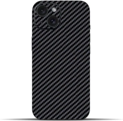 Vista 3 de IPG Compatible con iPhone 15 Plus, parte trasera y laterales de vinilo de fibra de carbono, protección completa, protección contra arañazos