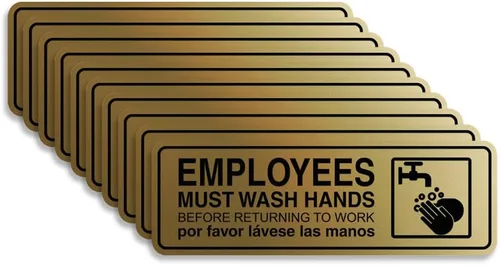 Vista 44 de Standard Employees Must Wash Hands - Letrero para puerta/pared, color negro, pequeño