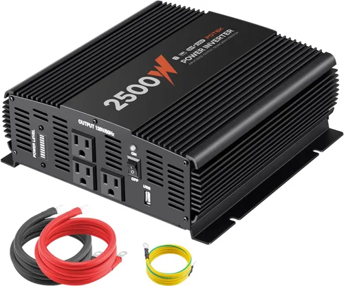 Vista 10 de POTEK - Inversor de corriente para automóvil de 500W, DC 12V a AC 110V, con 2 tomas de corriente AC y puerto USB de 2A