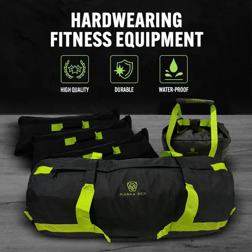 Vista 5 de Sandbags for Working Out - 50 to 90 lbs - Adjustable Heavy Duty Equipment for Weight Training - 1 Outer, 3 Inner Sandbags - Portable Tough Workout