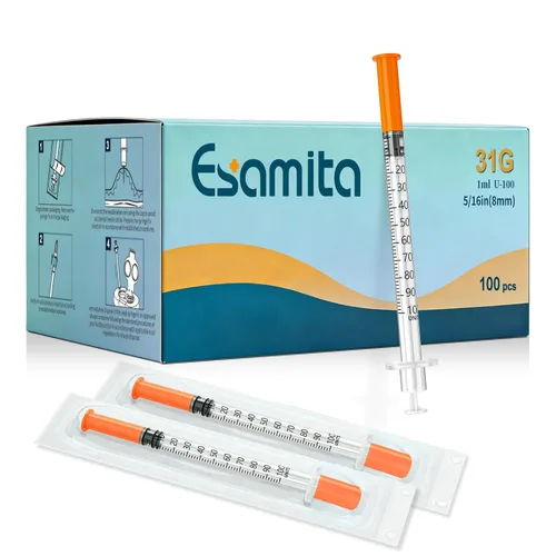 Vista 8 de Jeringas de insulina, 0.0 fl oz, 30G, 1/2" (12.7 mm) con aguja, U-100, envasadas individualmente, paquete de 100