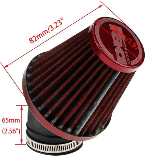 Vista 5 de Filtro de aire universal para motocicleta Sydien, piezas modificadas reemplazables para aumentar el flujo de aire en el motor, 42RAD con abrazadera