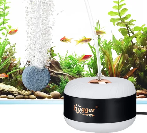 hygger Bomba de aire de acuario de 3 W/8 W, potente aireador ajustable de 50 GPH/140 GPH, bomba de oxígeno ultra silenciosa, burbujeador de acuario