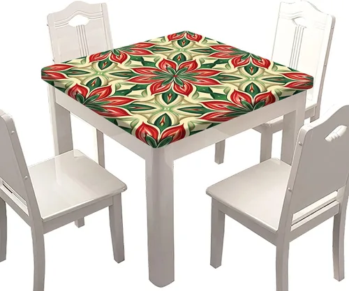 Vista 19 de SongYi Mantel cuadrado de grano de madera, textura de madera marrón, borde elástico, decoración del hogar, cubierta de mesa de poliéster