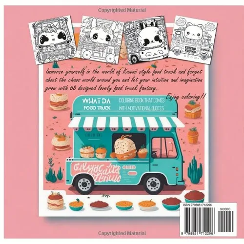 Vista 2 de WHAT DA FOOD TRUCK adult coloring book with motivational quote