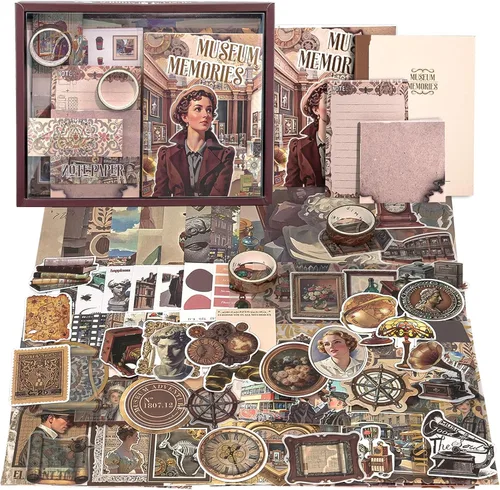 Vista 11 de Kit de Suministros para Scrapbooking, Kit de Scrapbook Estético Botánico Vintage para Bullet Journal Junk Journal A6 Cuaderno de Cuadrícula