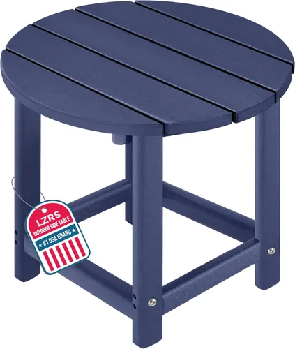Vista 37 de LZRS Mesa Lateral Redonda Adirondack para Patio Mesa de Esquina, Mesas Laterales para Exteriores para Patio, Jardín, Piscina, Complemento