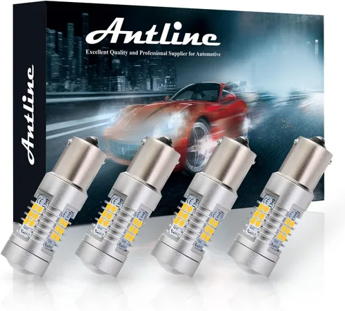 Antline Focos LED extremadamente brillantes 1156 1141 1003 7506 BA15S 21-SMD 2835 chipsets 1260 lúmenes, bombilla de repuesto de color ámbar y