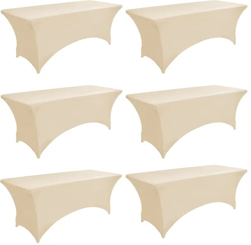 Vista 34 de Paquete de 2 Cubiertas de Mesa de Spandex de 4 pies para Mesas Plegables Rectangulares - Manteles Elásticos Ajustados Resistentes a las Arrugas