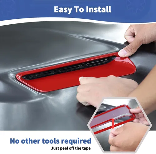 Vista 5 de RT-TCZ para Challenger Cubierta de Entradas de Aire del Capó Inserto de Recorte Rojo para Dodge Challenger 2015-2023 Accesorios Exteriores Rojos 2