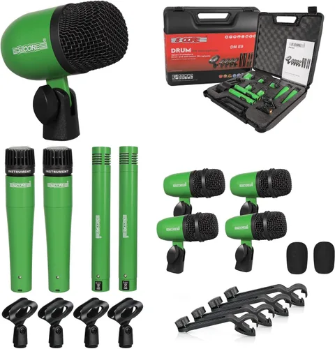 Vista 15 de 5 CORE Kit de micrófono de batería 9 piezas All Metal Drummer Mics Tom/Snare & Cymbals Juego de baterías de instrumentos con cable profesional Azul