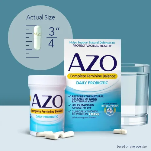Vista 4 de AZO Probióticos completos de equilibrio femenino para la salud vaginal, 30 unidades y kit de prueba de pH vaginal, 2 autopruebas