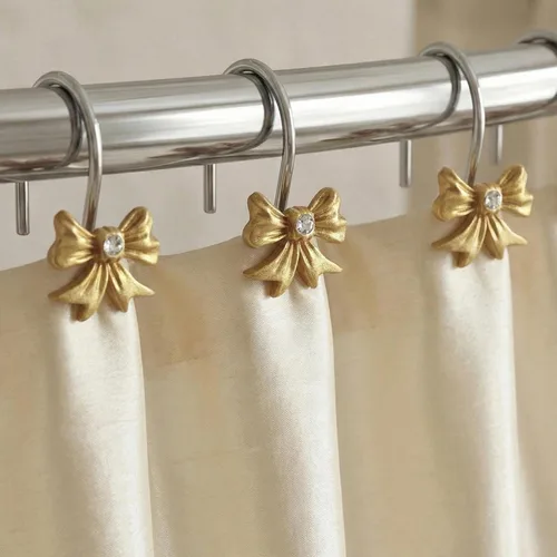 Vista 12 de Ganchos Decorativos Negros para Cortina de Ducha: Lindos Anillos para Cortina de Ducha de Acero Inoxidable Resistente al Óxido en Forma de Nudo