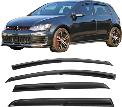 Visera de ventana compatible con VW Golf MK7 2015-2019, humo acrílico teñido y semitransparente, protector de sombra de lluvia, deflector de aire de