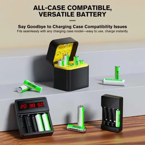 Vista 3 de Baterías AAA recargables de litio, paquete de 8 unidades de iones de litio de 1200 mWh, 1.5 V, incluye USB C 4 en 1, 1500 ciclos de carga, carga