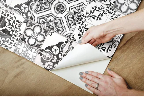 Vista 5 de RoomMates RMK11282WP Azulejo Mediterráneo Negro de Pelar y Pegar, Rollo, Negro