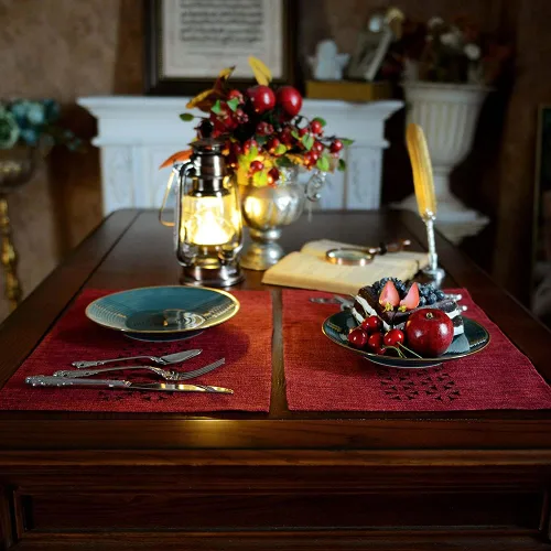 Vista 3 de ARTABLE Camino de mesa rectangular de tela para el hogar, jardín, con borde bien recortado para pícnics, interiores y exteriores, comedor, mesas