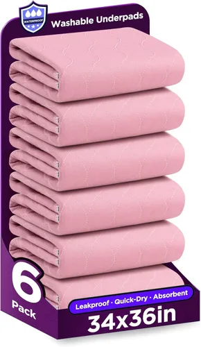 Vista 19 de Almohadillas lavables para cama 34" x 36" - Paquete de 4, Azul, Almohadillas impermeables para incontinencia, Almohadillas para cama, sofá, piso