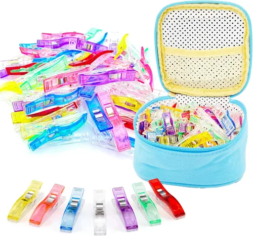 Doukey Clips de costura grandes, 50 clips de edredón jumbo para acolchar colores surtidos, suministros de costura multiusos para manualidades,
